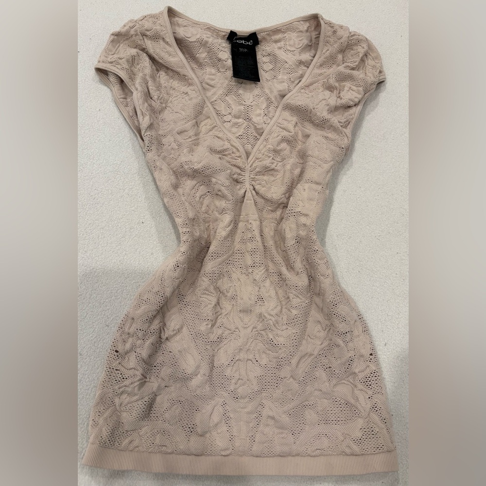 BEBE Beige Lace Top